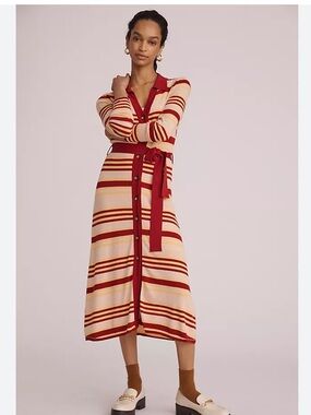 NWTs *As Is* Maeve | Sweater Maxi Stripped Buttondown Shirtdress Size Large